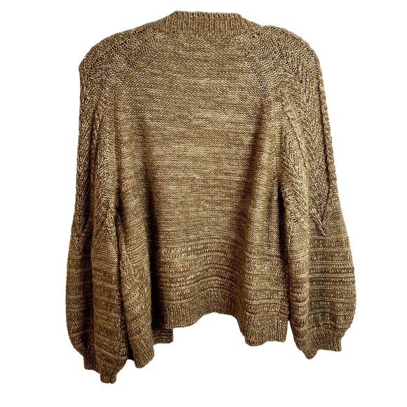 Lucky Brand Balloon Sleeve Open Cardigan Womens Size Small Wool Blend Camel - Picture 4 of 9